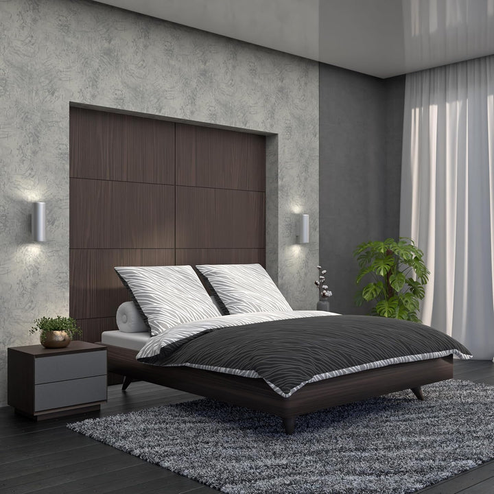 LARAWELL Bettwäsche 135x200 Baumwolle ganzjahres Bettwäsche-Sets antrazit grau geometrisch Premium A