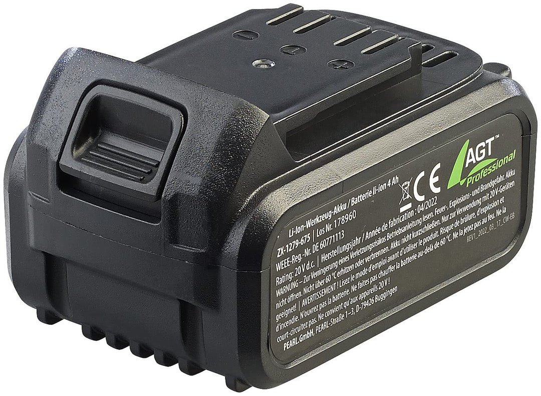 AGT Professional Akkupack: Li-Ion-Werkzeug-Akku AW-18.pak, 4.000 mAh / 20 Volt (Ersatz Akku, Ersatz-