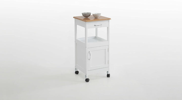 Kit Closet Küchenwagen mit 1 Tür und 1 Schublade, Holz/Weiss, 37 x 37 x 76 Einfaches Holz, Einfaches