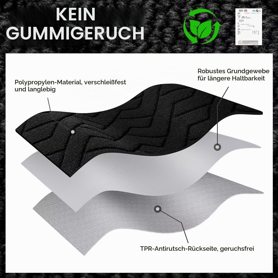 Biscpro Fussmatte Schwarz 60x90cm Innen und Aussen Waschbar Fussmatte Wasserdicht Türmatte Rutschfes