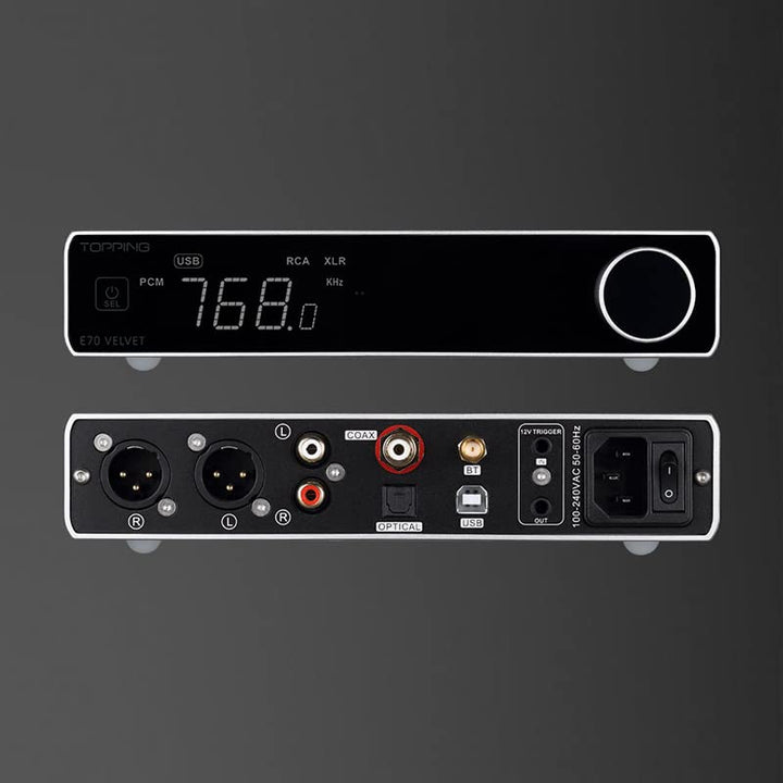 Topping E70 Velvet AK4499EX Decoder XU316 DSD512 PCM768kHz Bluetooth 5.1 LDAC 24Bit/96kHz mit Fernbe