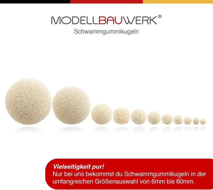 Modellbauwerk® Vielseitigkeit pur!- Schwammgummikugeln 6mm hell/Creme,100St. kreiere realistische un