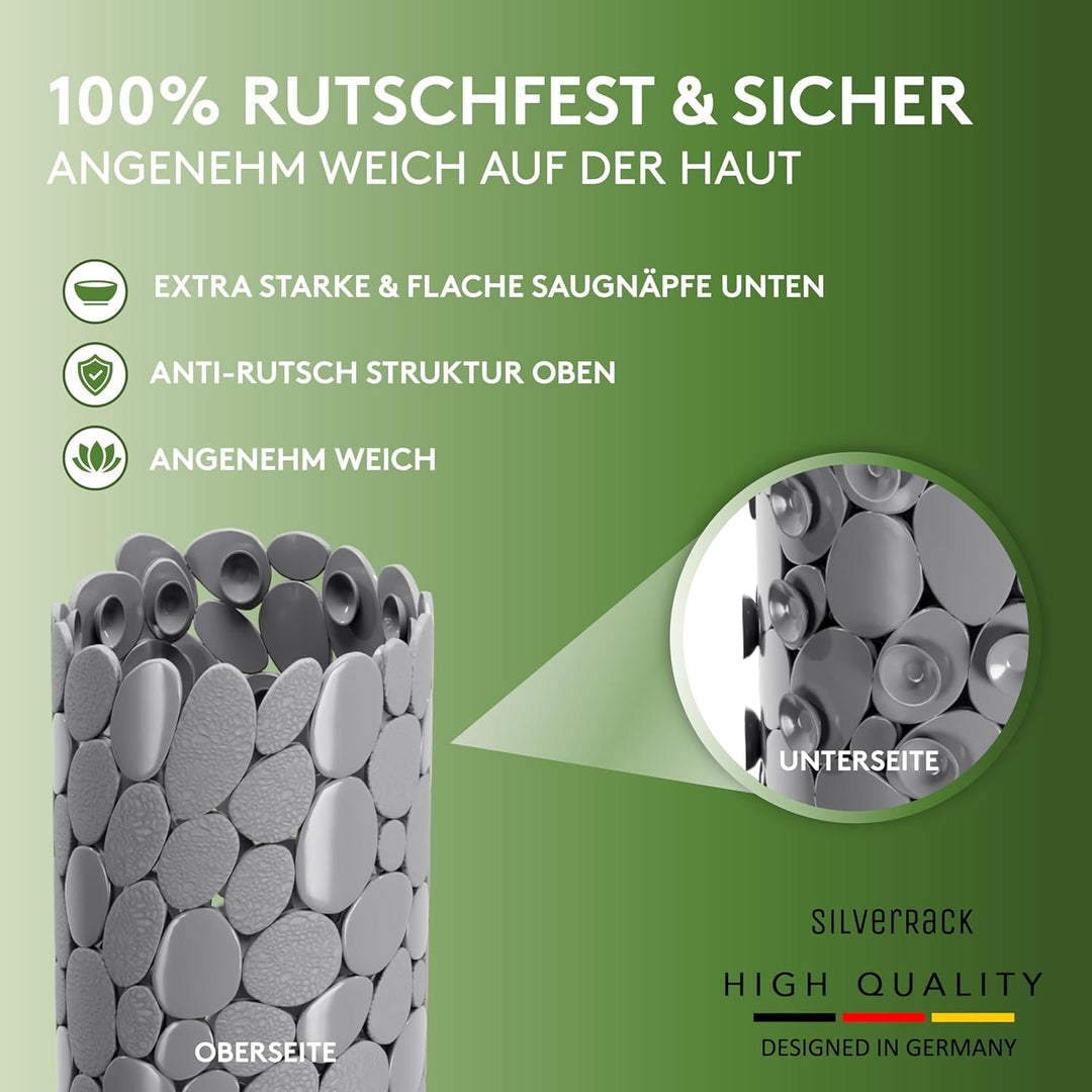 SilverRack Duschmatte rutschfest 53x53 cm (Grau Kiesel Steinoptik) - Antirutschmatte Dusche BPA frei