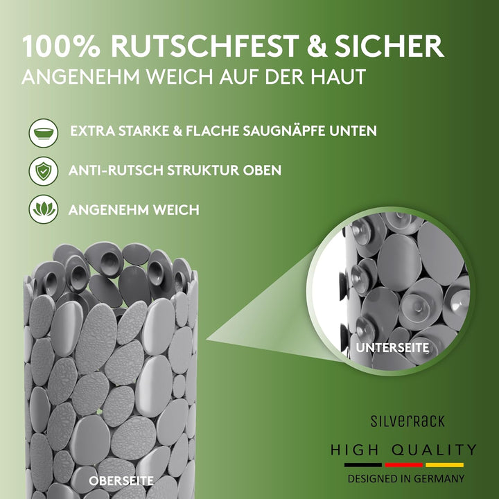 SilverRack Duschmatte rutschfest 53x53 cm (Grau Kiesel Steinoptik) - Antirutschmatte Dusche BPA frei