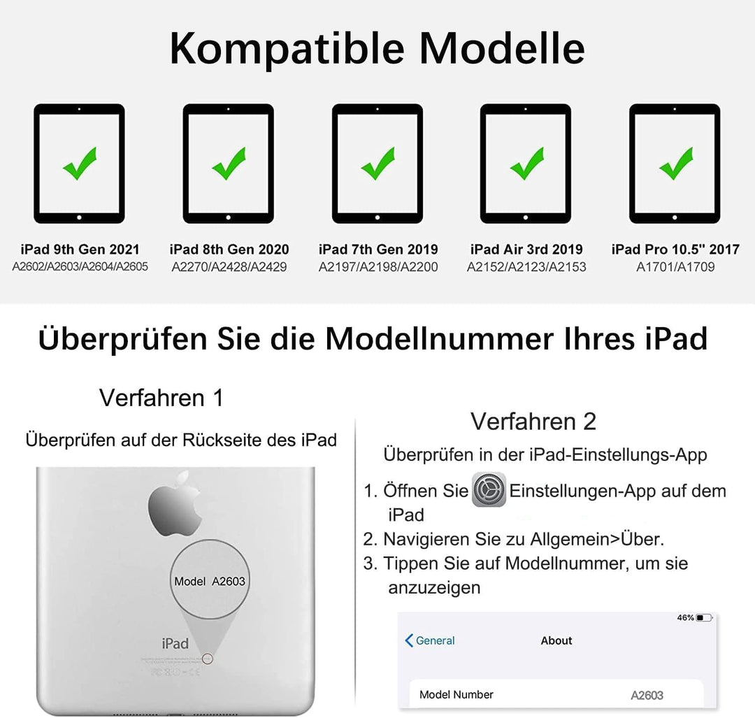 CC Store Tastatur Hülle für iPad 10.2 Zoll (9/8/7 Generation) und iPad 10.5 Zoll (Air 3/Pro), Magnet
