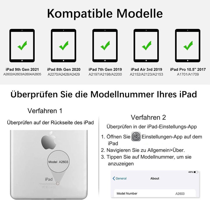 CC Store Tastatur Hülle für iPad 10.2 Zoll (9/8/7 Generation) und iPad 10.5 Zoll (Air 3/Pro), Magnet