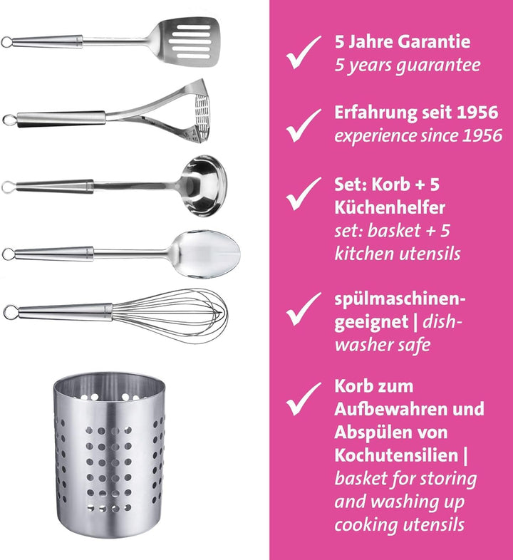 Westmark 6tlg Küchenhelfer-Set Glory – Wender, Kartoffelstampfer, Schöpfkelle Gemüselöffel, Schneebe