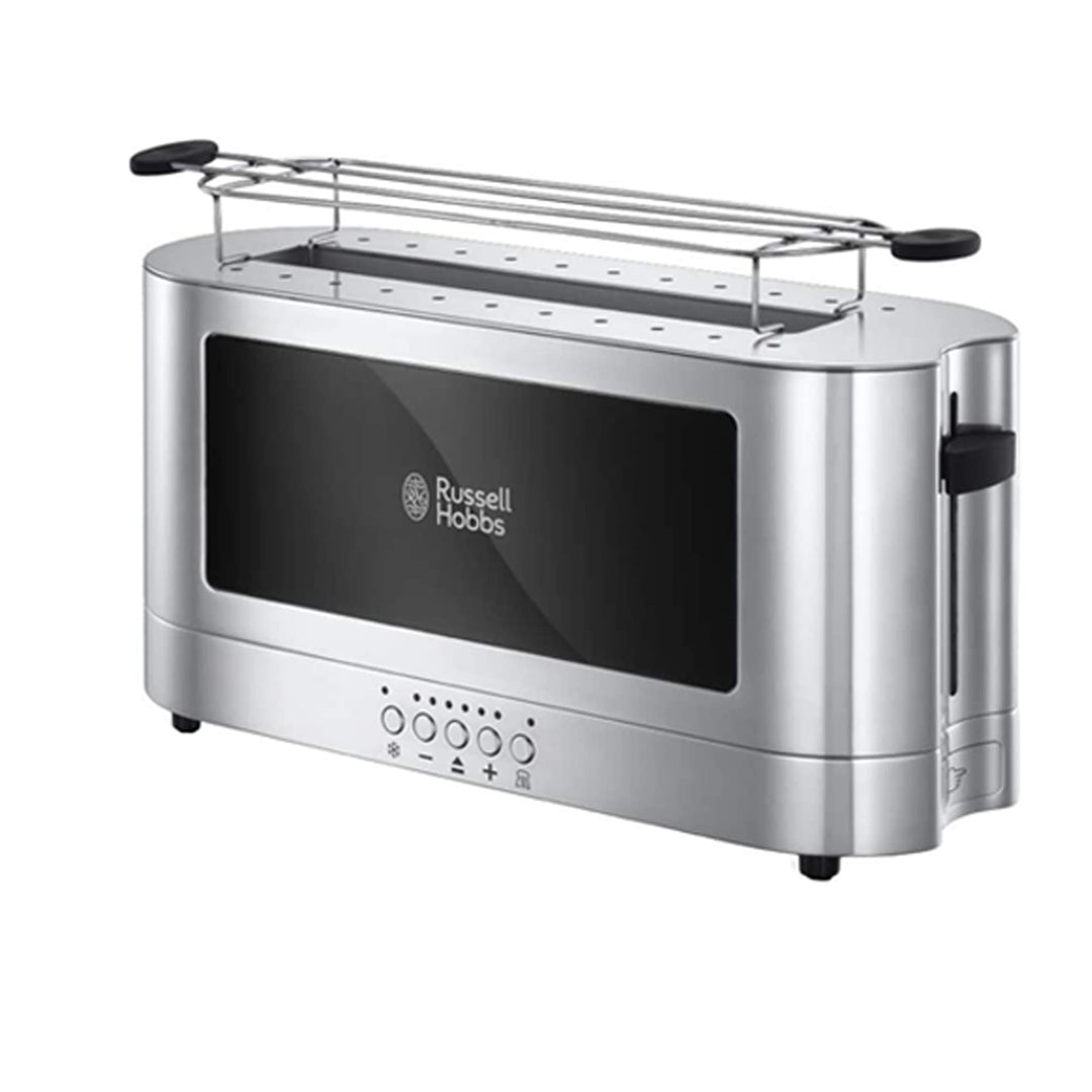 Russell Hobbs Toaster [Langschlitz für 2 Scheiben / 1 breite Brotscheibe] Elegance Glas/Edelstahl (e