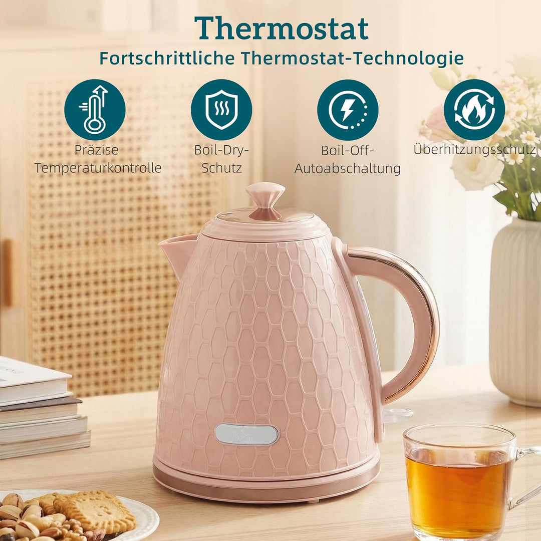 HOMCOM Wasserkocher- und Toaster-Set, 1,7L 2200W Schnellkoch-Wasserkocher mit automatischer Abschalt