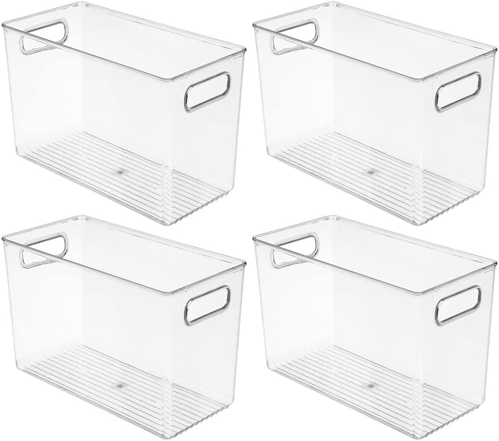 mDesign 4er-Set Badezimmer Organizer – Aufbewahrungsbox mit Griffen für Shampoo, Handtücher und ande