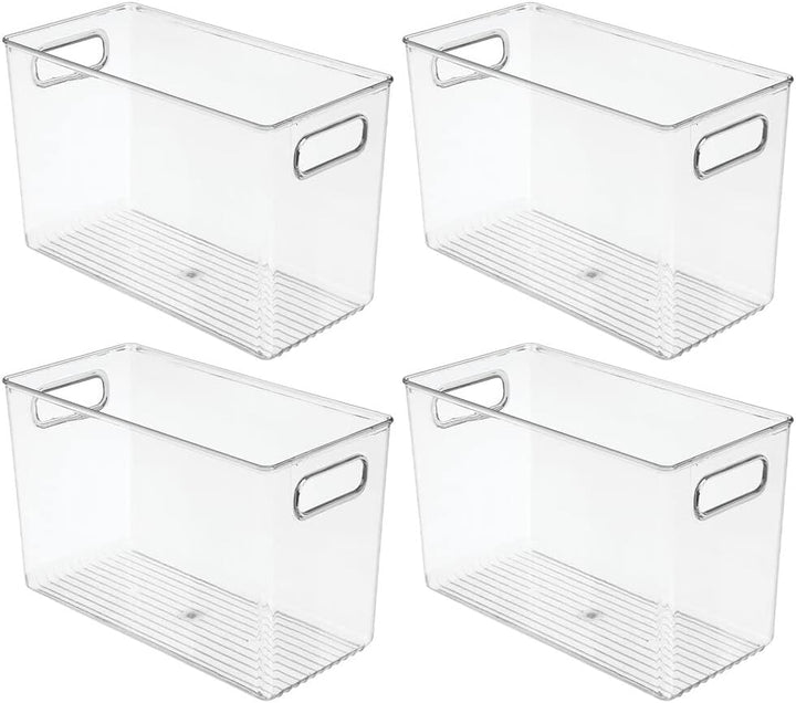 mDesign 4er-Set Badezimmer Organizer – Aufbewahrungsbox mit Griffen für Shampoo, Handtücher und ande