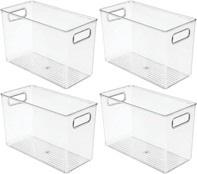 mDesign 4er-Set Badezimmer Organizer – Aufbewahrungsbox mit Griffen für Shampoo, Handtücher und ande