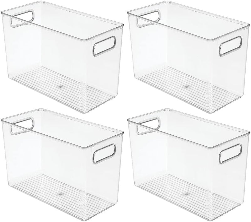 mDesign 4er-Set Badezimmer Organizer – Aufbewahrungsbox mit Griffen für Shampoo, Handtücher und ande
