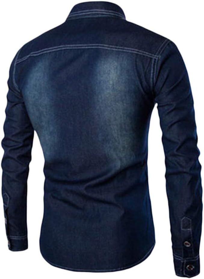Jeansjacke Herren Einfarbig - Slim Fit Trucker Vintage Baumwolle Cowboy Tops Mantel Jeanshemd mit sc