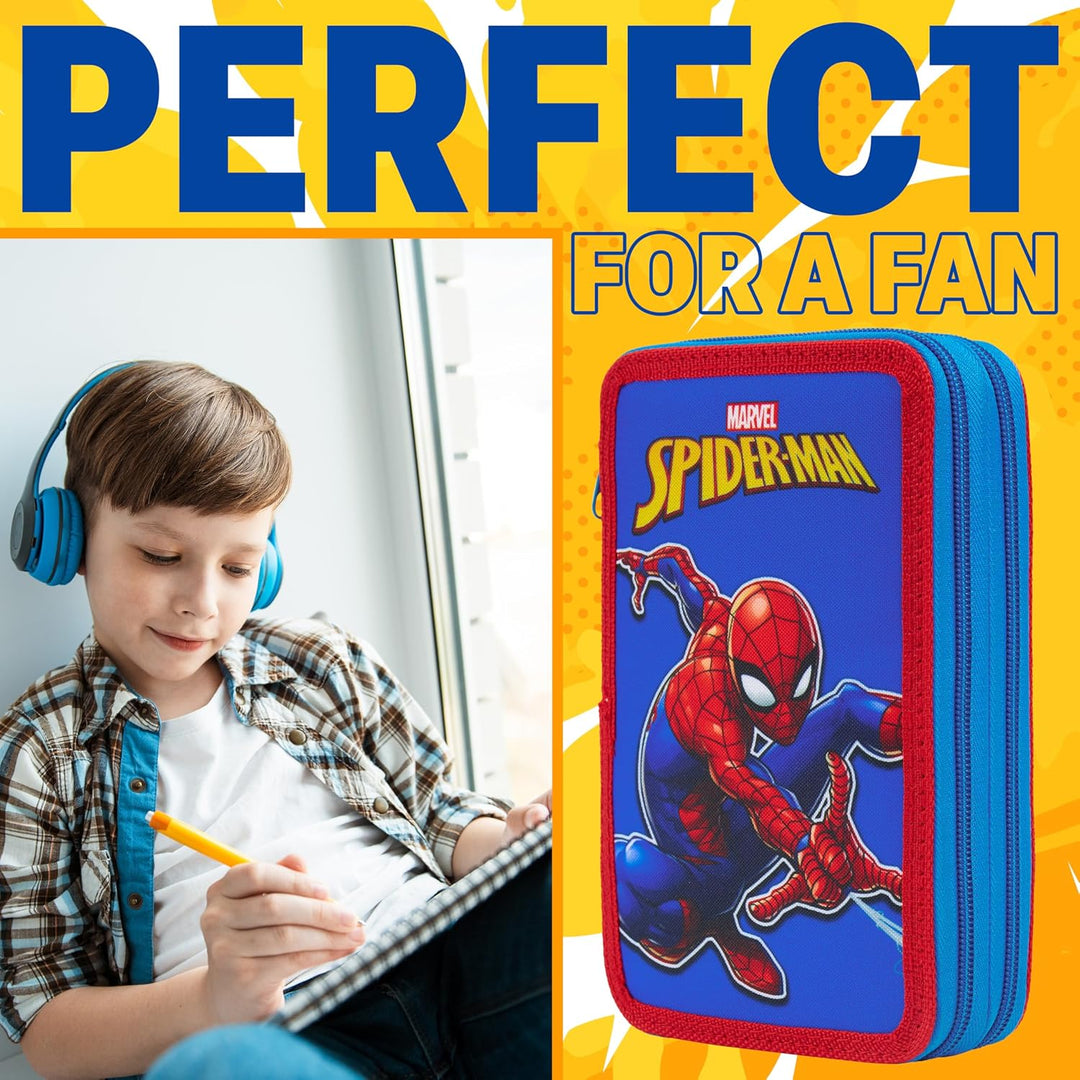 Marvel Spiderman Federmäppchen mit Stiften Gefülltes Federtasche für Kinder Stifte Federmappe Jungen