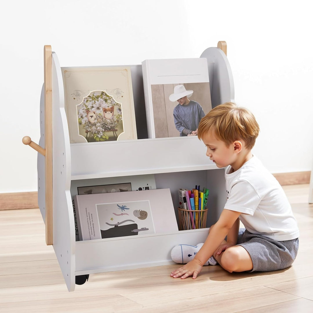 Bücherregal, Bücherregal, Aufbewahrung aus Holz, 2-in-1, Mini-Regal für Kinder Jungen und Mädchen vo