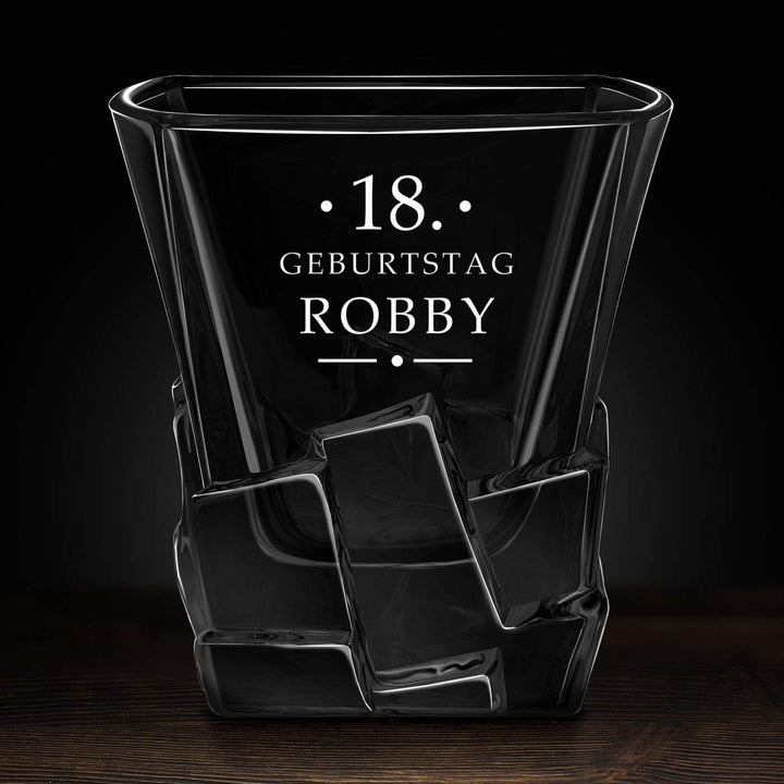 Maverton Whisky Steine Set - in Holzbox mit Gravur - 8 Eiswürfel & 2 Whisky Gläser, Zange, Samtbeute