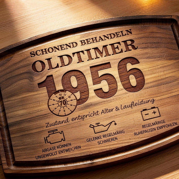 Originelle Geschenke 40. Geburtstag Mann - Schneidebrett aus Walnussholz mit Ständer - Praktisches G