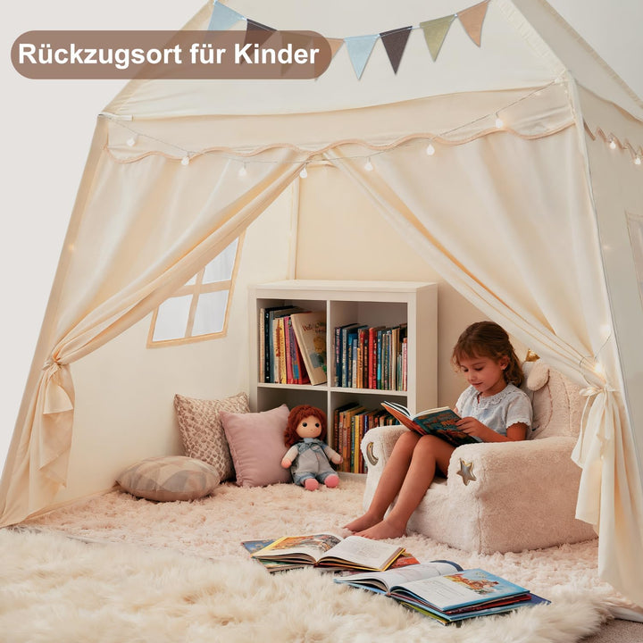 Kinderzelt Spielzelt Indoor Kinderzimmer Spielhaus: 150x100x150 cm Grosses Spielhaus mit Matte – Lic