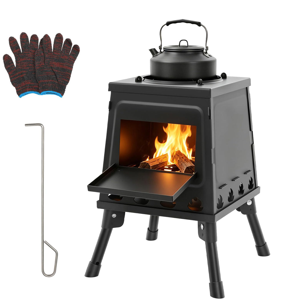 Zeltkocher & Mini-Holzofen, vielseitiger Raketenofen, zusammenklappbarer Camping ofen mit Aufbewahru