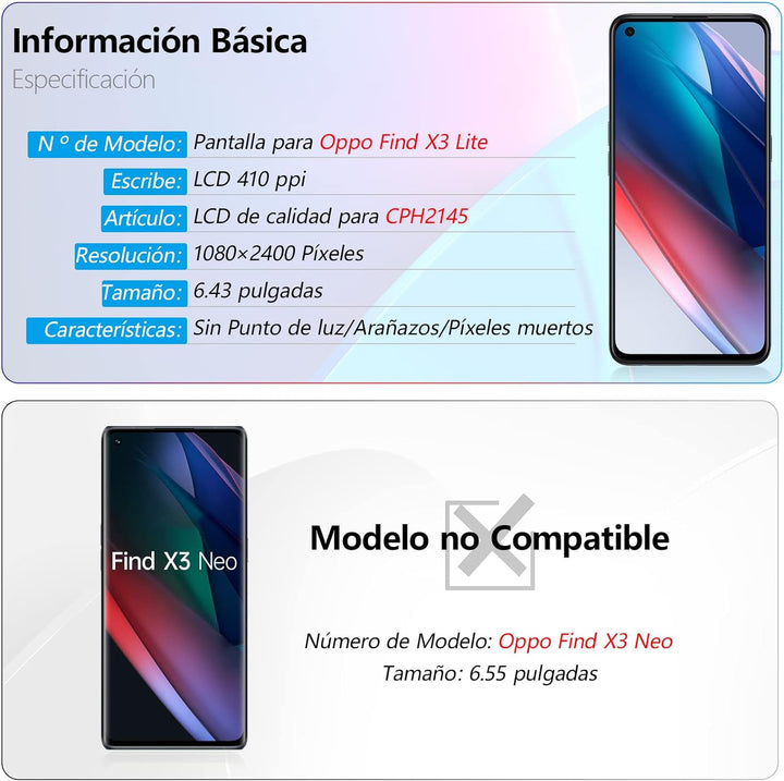 RongZy für Oppo Find X3 Lite LCD Bildschirmersatz für CPH2145 Touchscreen Digitalisierer Display mit