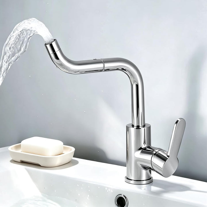 Wasserhahn Bad 360° Dreh Waschtischarmatur Hoch Edelstahl 304 Chrom | Mischbatterie Waschbecken Arma