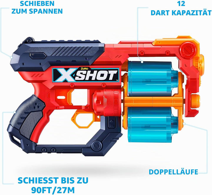 XSHOT Excel Xcess Foam Dart Blaster (2er Pack TK-12, 48 Darts), 36481-2022, Rot