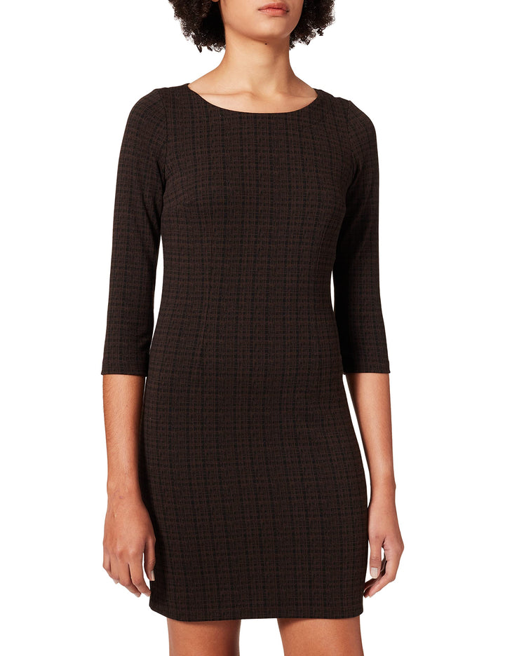 TOM TAILOR Damen Print Kleid 32 28385 - Black Brown Structure Check, 32 28385 - Black Brown Structur