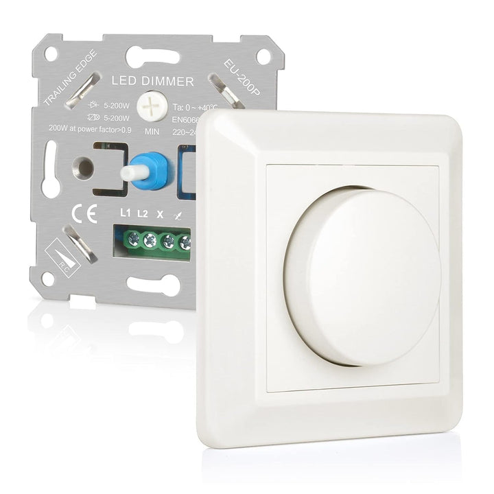 VIPMOON Dimmer Schalter 220-240V Dimmer für Led Lampen 5-200W Push-On/Off Rotary Phasenabschnittsdim