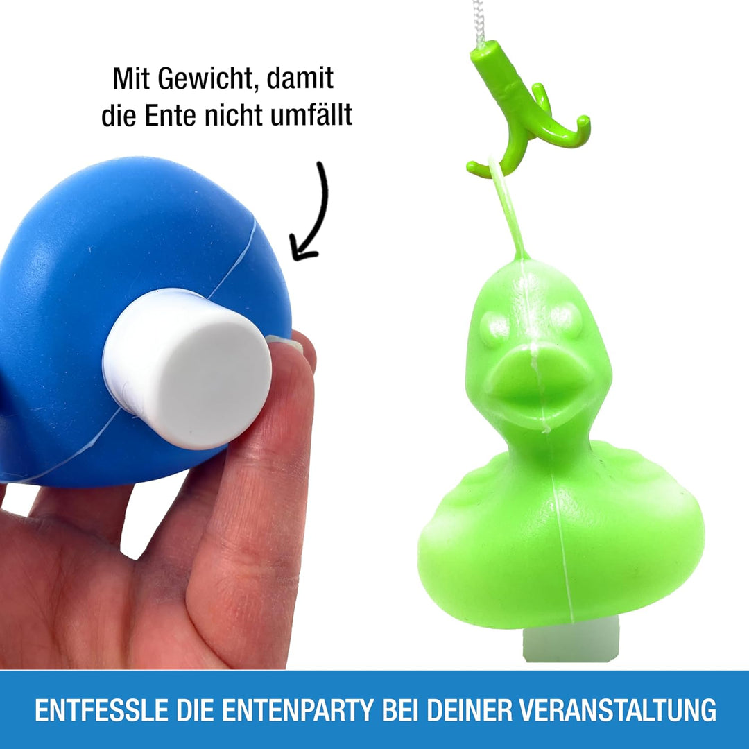 AMLI Enten Angeln | 8X bunt Entchen mit Öse & Gewicht | Inkl. 2 Angeln | Entenangeln Spiel Wasser gr