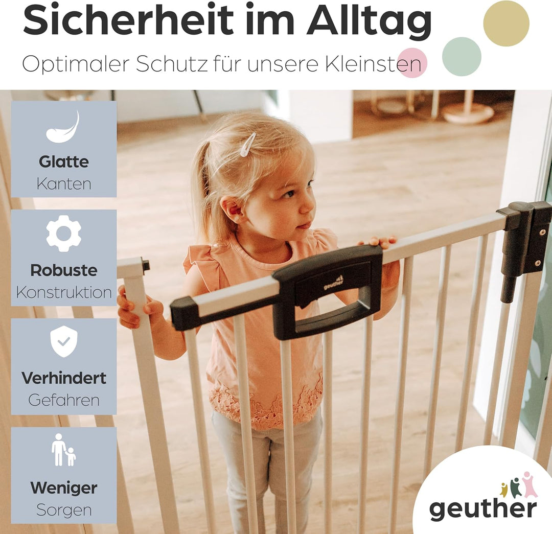 Geuther 4791+ Easylock Plus Türschutzgitter, TÜV/GS zertifiziert, Treppenschutzgitter (68 cm - 76 cm