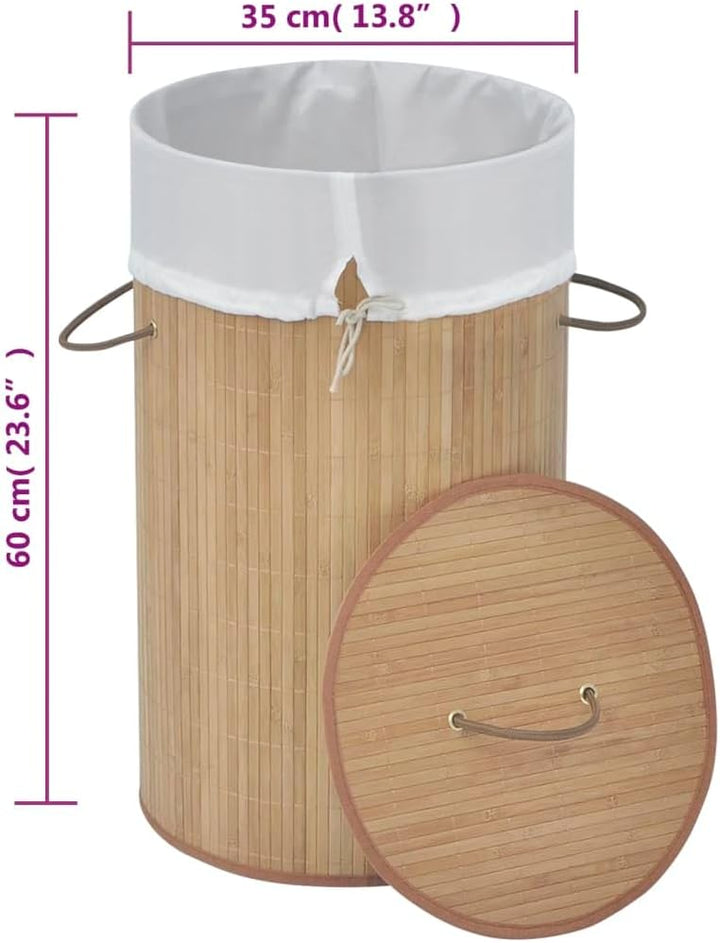 vidaXL Bambus Wäschebox Wäschekorb Wäschesammler Wäschetruhe Wäschekörbe Natur Hellbraun Ø 35 x 60 c