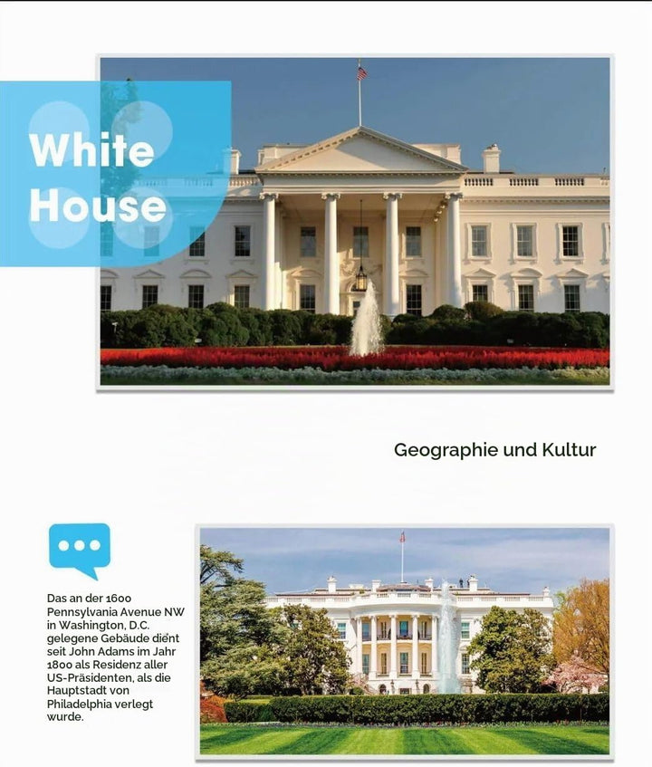 Wange Weisses Haus Washington Architektur-Modell, zur Montage mit mit Bausteinen Weisses Haus, Weiss