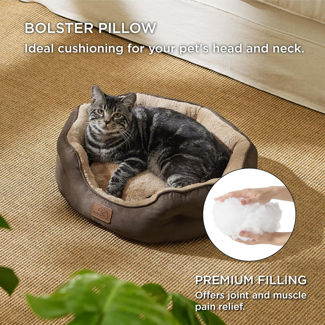 BEDSURE Katzenbett waschbar Katzen Bettchen - 51x48x15cm Katzenbett mit zweiseitig Innenkissen Katze