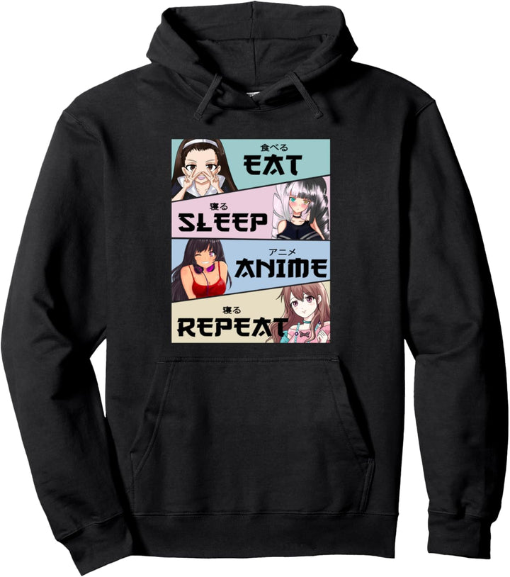 Kawaii Essen Schlaf Anime Wiederholen Nette japanische Teen Girls Pullover Hoodie
