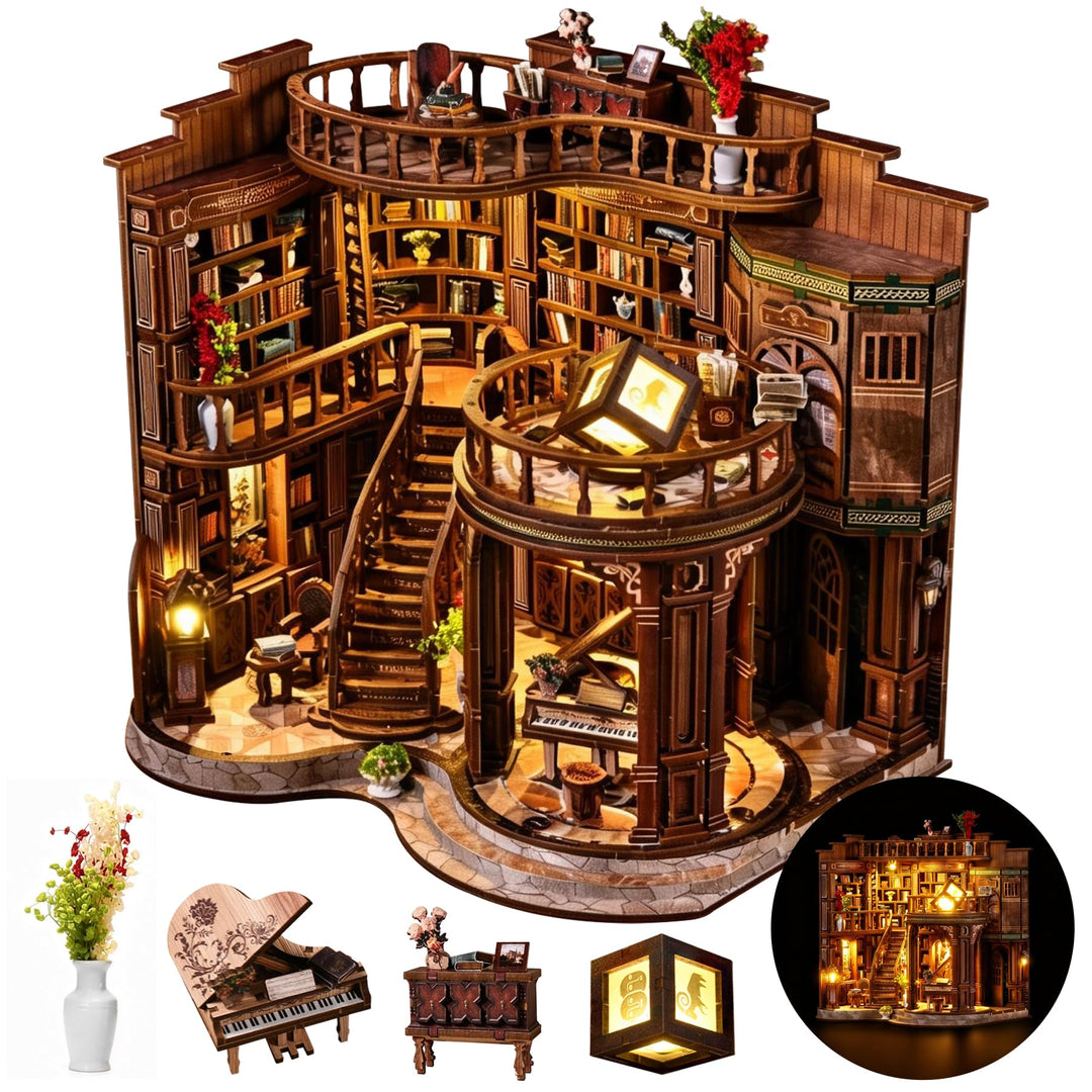 Book Nook Kit für Erwachsene - CRIOLPO DIY Miniatur Haus Holzpuzzle 3D Puppenhaus - Buchstütze für B