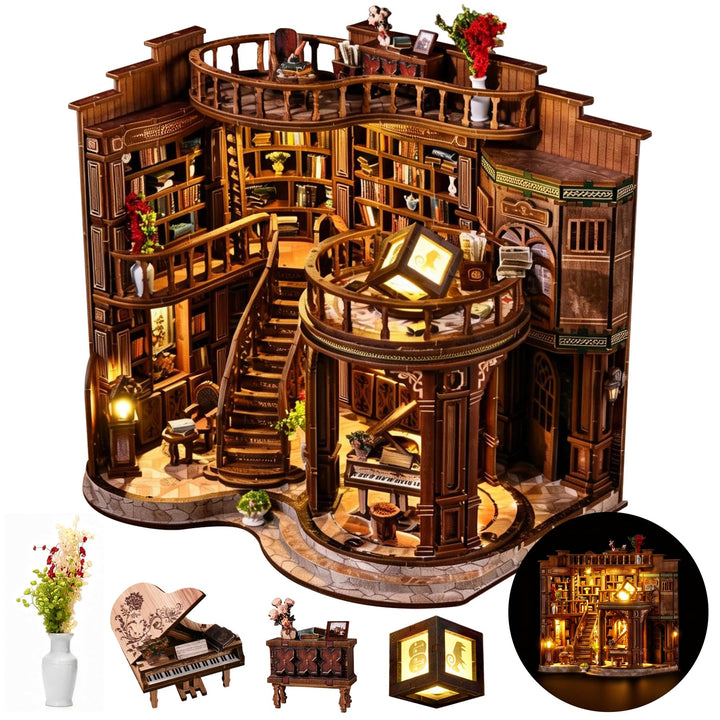 Book Nook Kit für Erwachsene - CRIOLPO DIY Miniatur Haus Holzpuzzle 3D Puppenhaus - Buchstütze für B