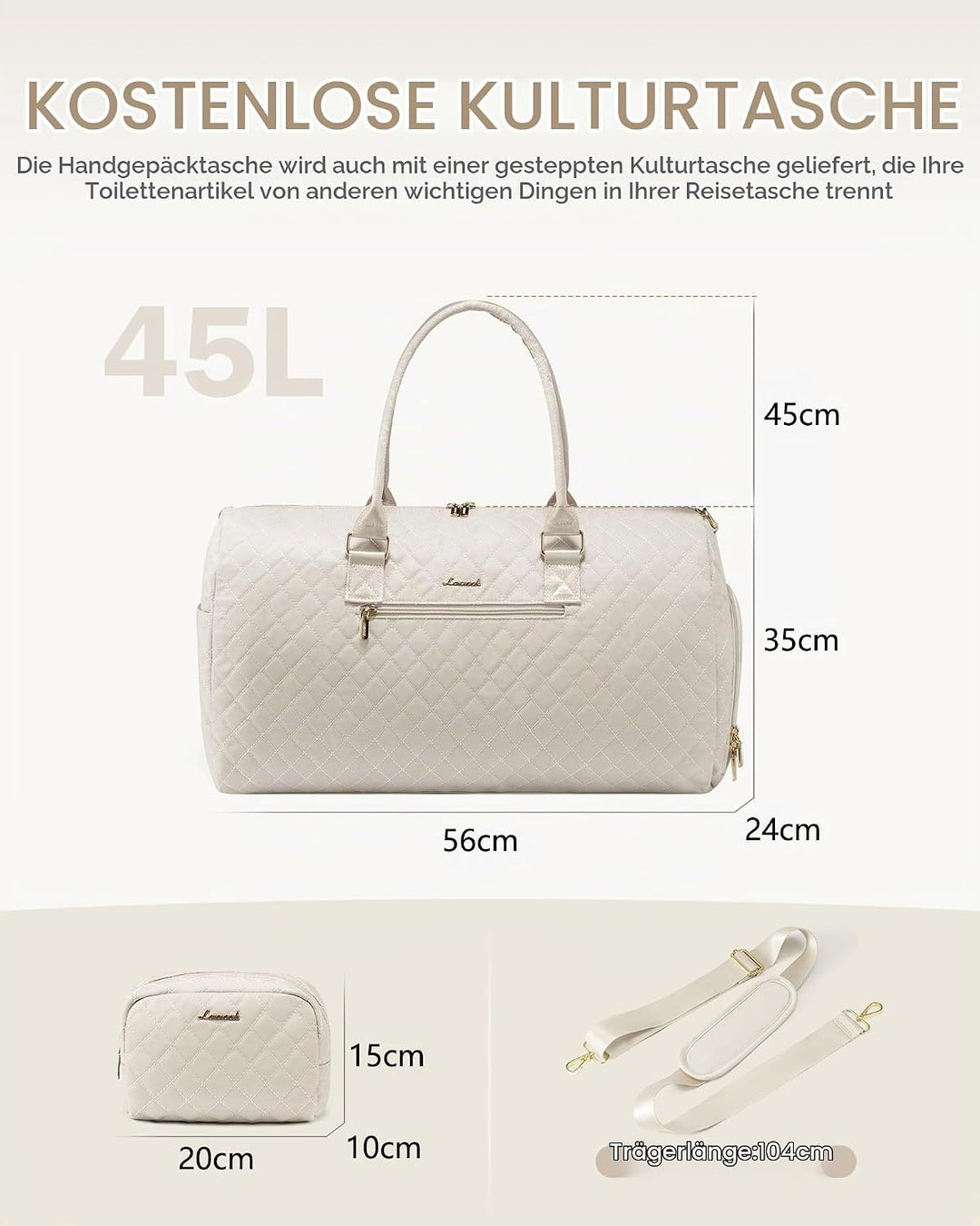 LOVEVOOK Reisetasche Sporttasche Damen, 45L Gross Weekender Travel Bag Kliniktasche Geburt mit Kultu