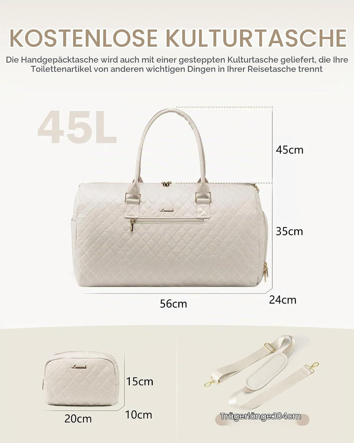 LOVEVOOK Reisetasche Sporttasche Damen, 45L Gross Weekender Travel Bag Kliniktasche Geburt mit Kultu