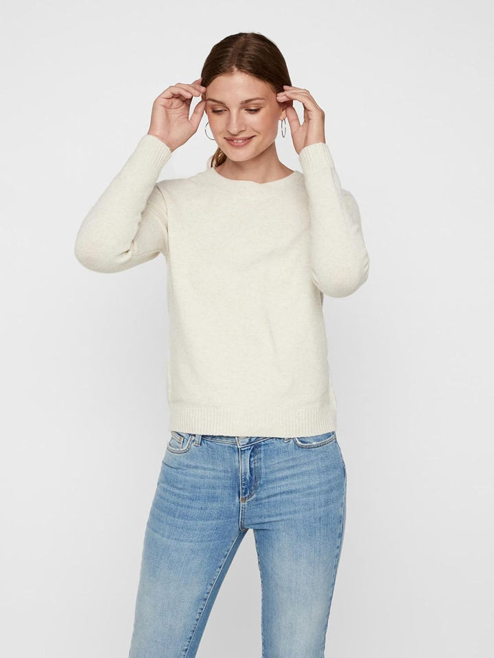 Damen Vmdoffy Ls O-Neck Blouse Ga Ptt Strickpullover XS Tall Birch/Detail:melange, XS Tall Birch/Det