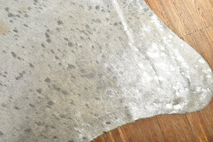 Generisch Kuhfell Stierfell Kalbfell Teppich Silber Devore grau ca. 220 x 200 cm Metallic Effekt von