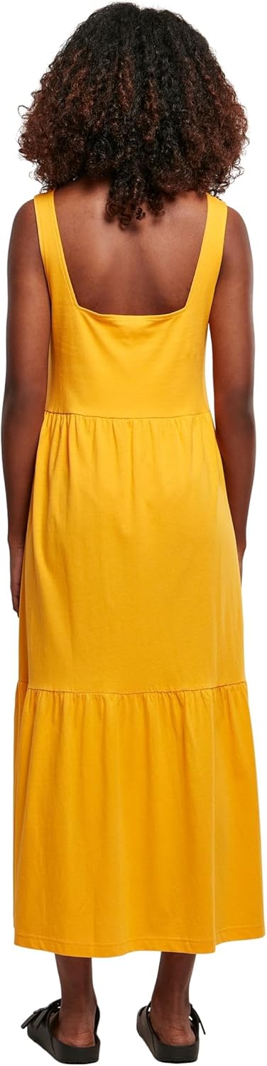 Urban Classics Damen Kleid mit breiten Trägern und Volant Einsätzen, Frauen Sommerkleid in 4 Farben