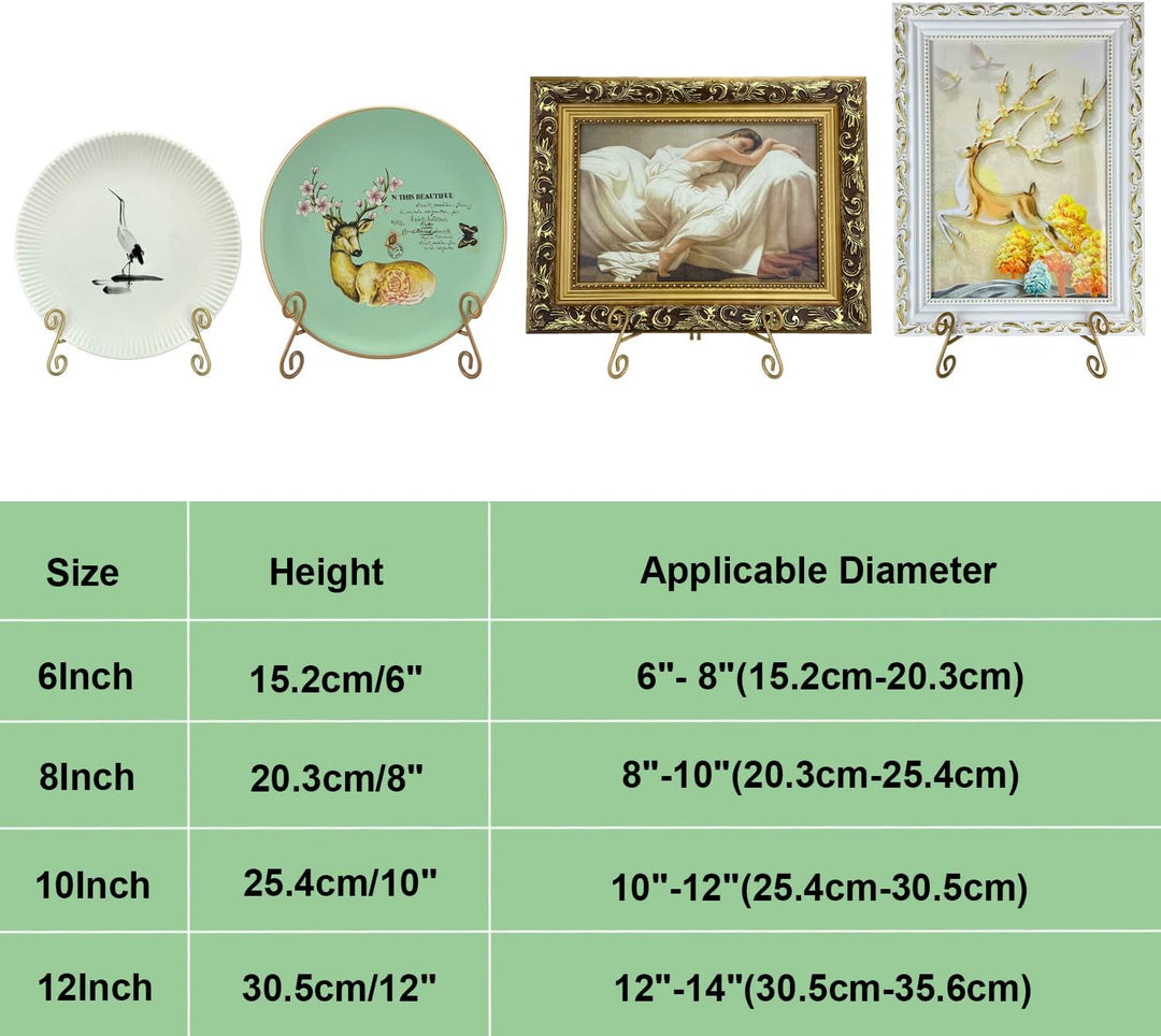 Plate Stand 12 Inch Gold Display Plate Holder, Collapsible Iron Plate Stands for Display, Folding Di