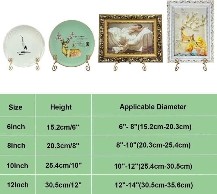 Plate Stand 12 Inch Gold Display Plate Holder, Collapsible Iron Plate Stands for Display, Folding Di