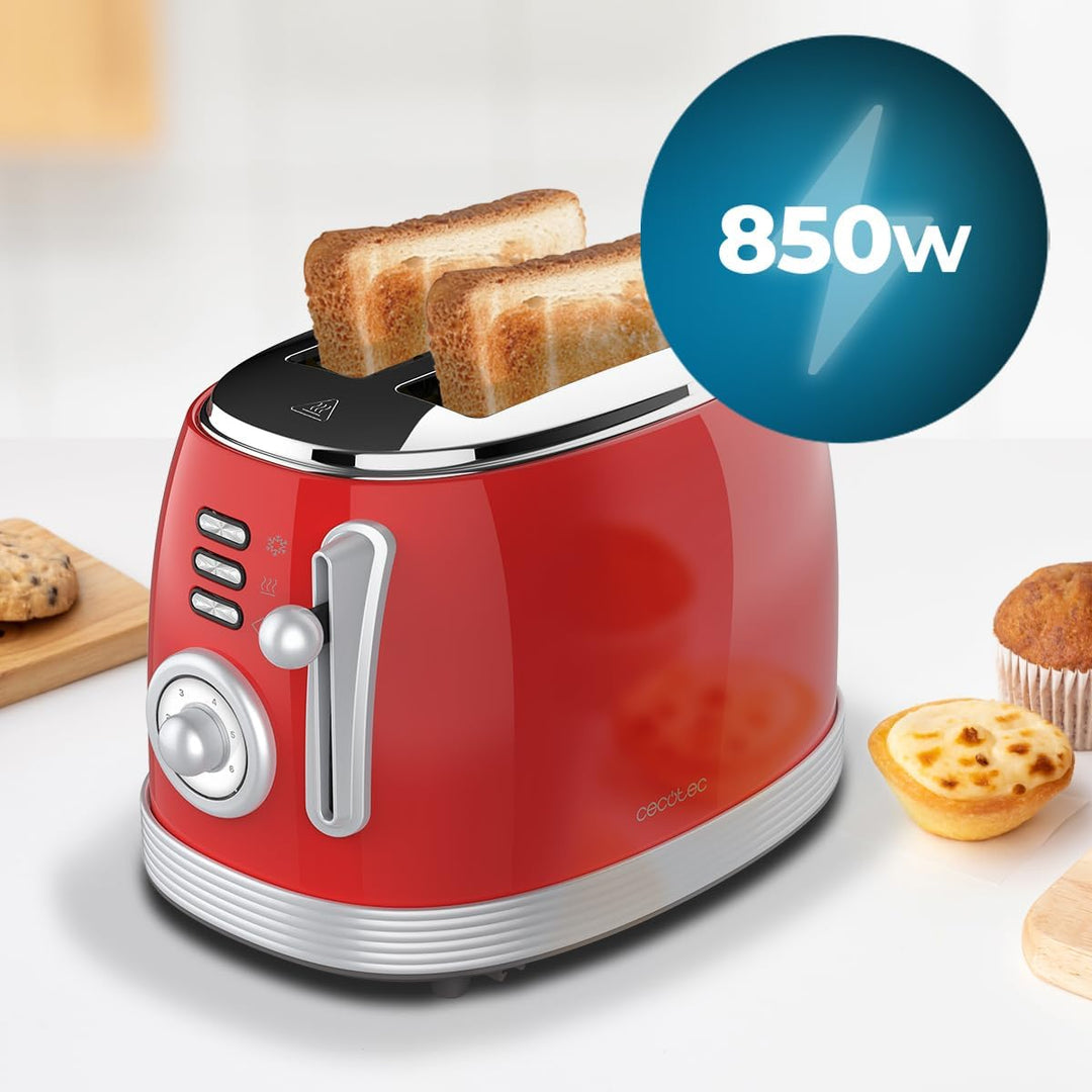 Cecotec Vertikaler Toaster 2 Kurze Schlitze Toast&Taste 800 Vintage Light Red. 850 W, 2 Brotscheiben