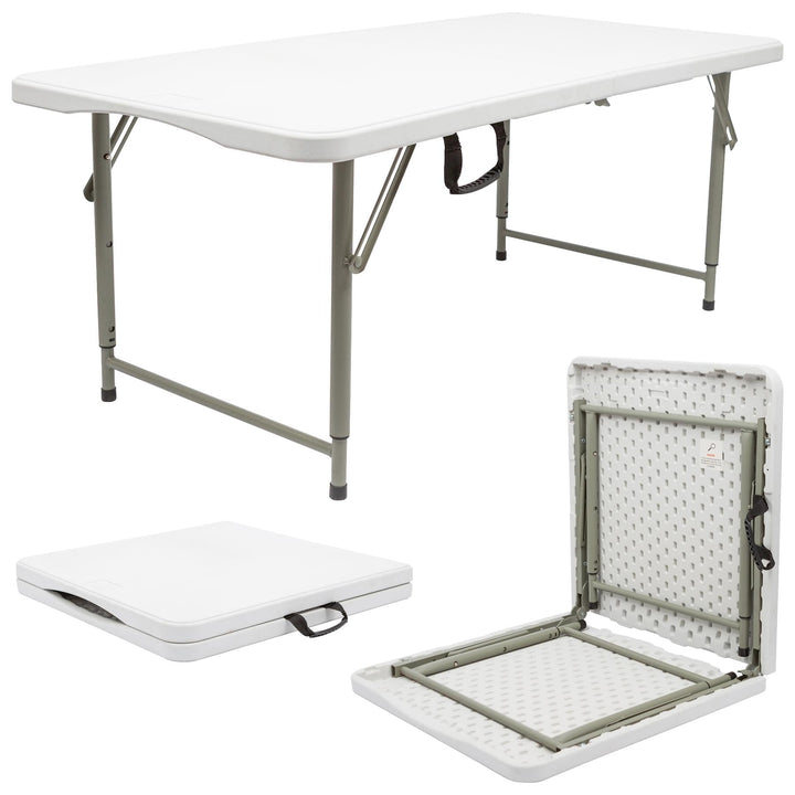 Harbour Housewares 1x Weiss 120cm (4ft) Höhenverstellbar Klappbarer Tisch aus Plastik - Schwerlast F