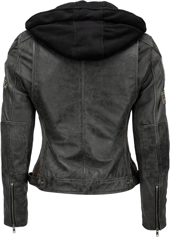 Urban Leather 58 LADIES Motorradjacke mit Schutzpolsterung, Breaker, XL, Dunkelgrau