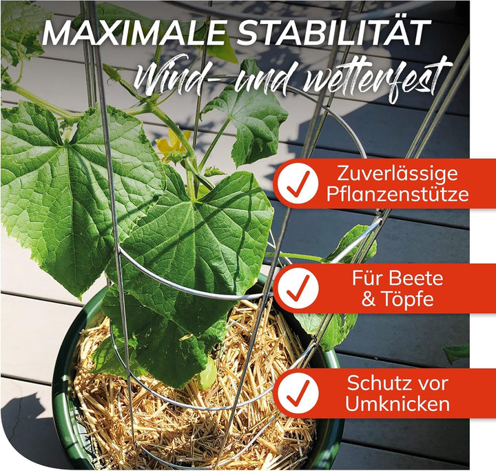 bellissa – Gurken-Rankhilfe aus Stahl einzeln 120cm verzinkt – Gurkenturm Rankgitter für Tomaten, Gu