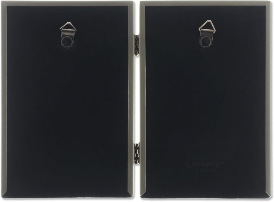 Lawrence Frames Doppel-Bilderrahmen mit Scharnier, 10,2 x 15,2 cm, Antik-Messing – Perlenbordüre Gol