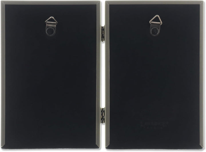 Lawrence Frames Doppel-Bilderrahmen mit Scharnier, 10,2 x 15,2 cm, Antik-Messing – Perlenbordüre Gol